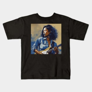 Female Blues Guitarist Kids T-Shirt